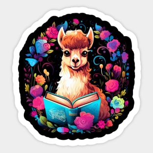Alpaca Reads Book Sticker